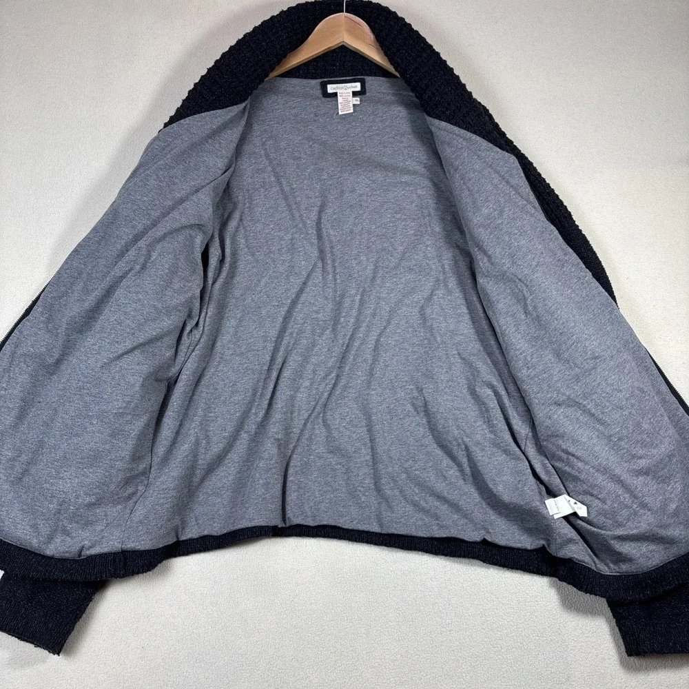 CARBON 2 COBALT CABLE KNIT FULL ZIP‎ CARDIGAN SWEATER DARK GRAYMENS XL